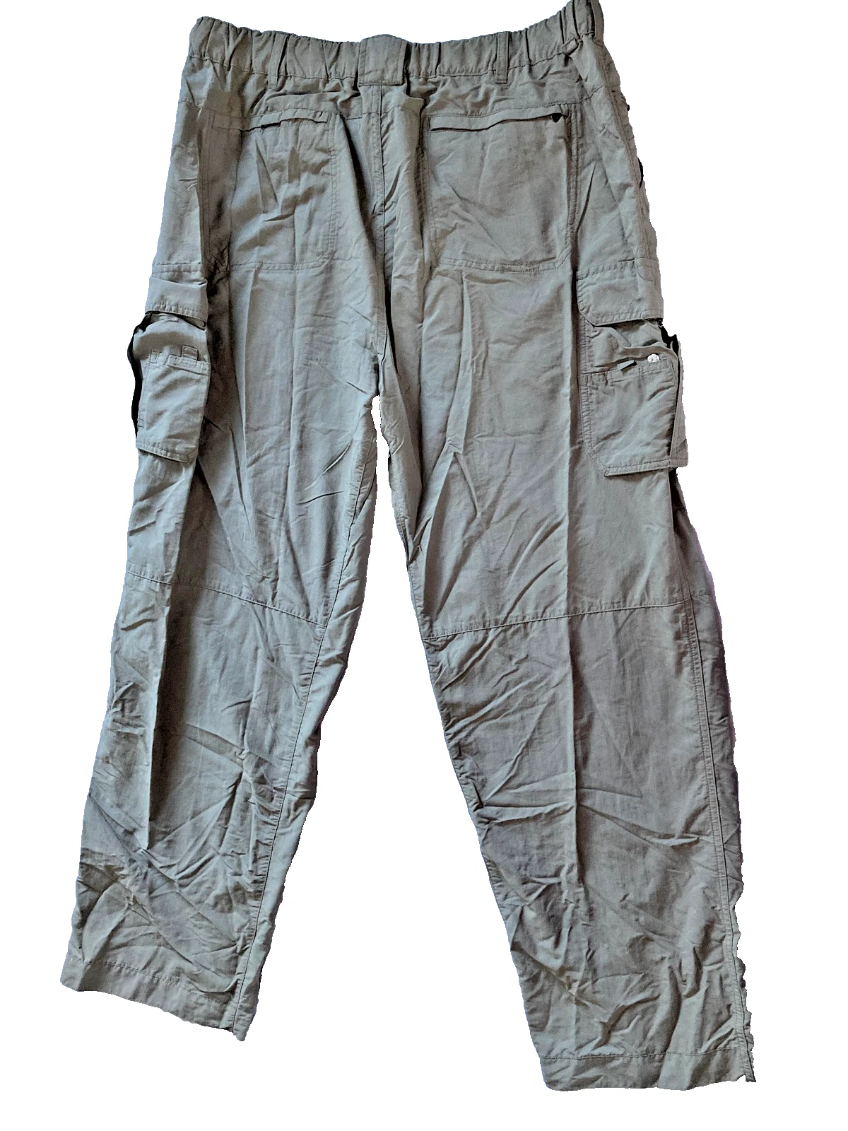 REI Pants Mens XL 32L Nylon Cargo Pockets Elastic Waist Hiking Outdoor UPF 50+