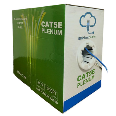 Cat5e Plenum 1000ft Solid UTP Ethernet Cable CMP Network Wire LAN Blue