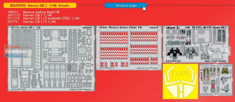 送料無料 通販 激安 Eduard 1:48 EDUBIG49292 BIG Set Detail Super Gr.1 Harrier ED イギリス
