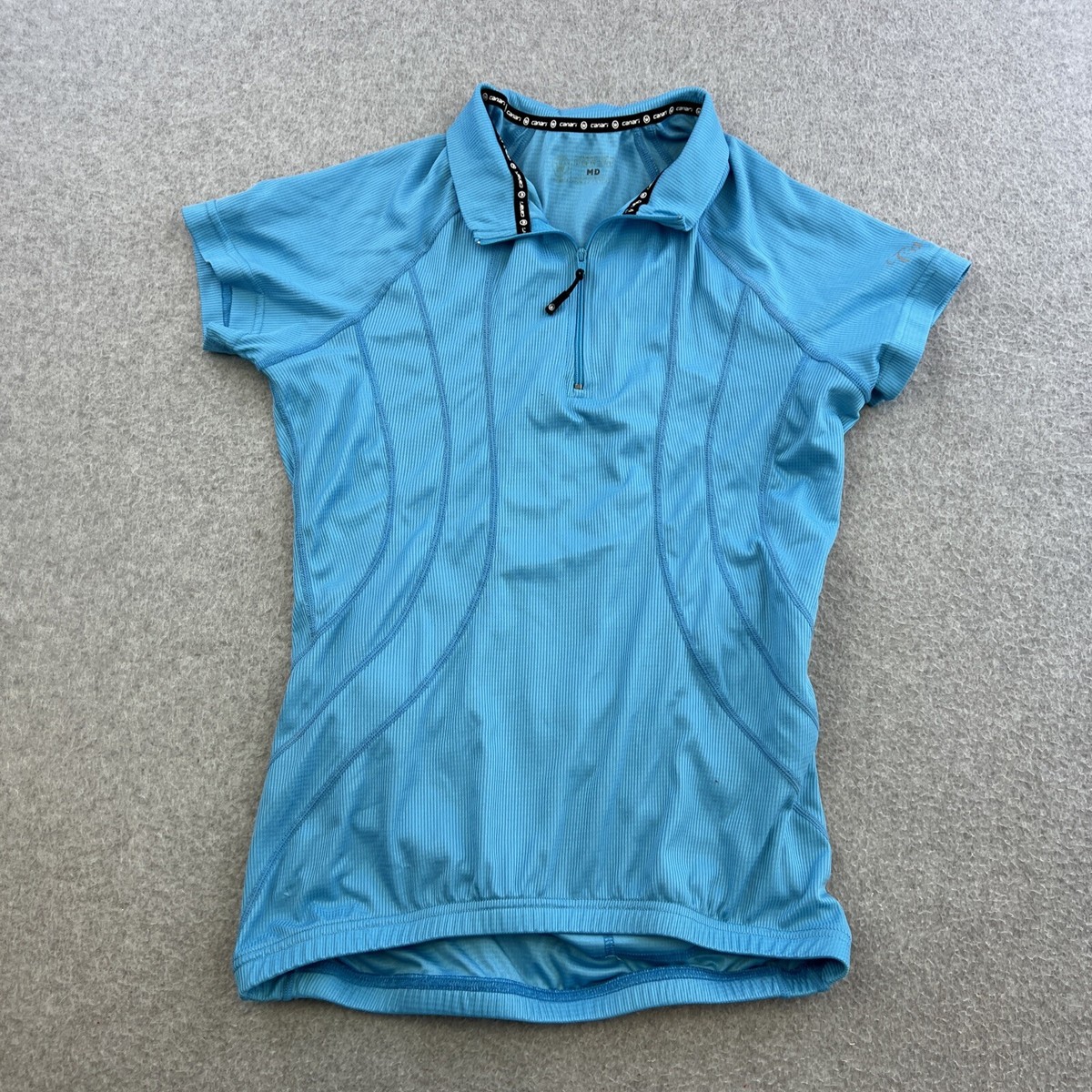 Maillot Cyclisme Canari Femme Taille M – Bleu/Noir – Zip Intégral – Manches Courtes