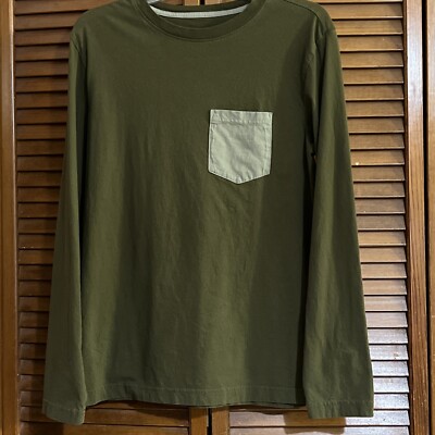 Original Use Small T-Shirt Green w/Contrast Pocket-Long Sleeve-100% Cotton-NWOT