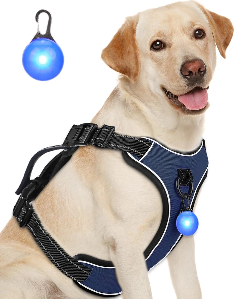 Dog Harness Navy Blue No Pull Y Shaped for Medium Sized Dog, Small to Large D...