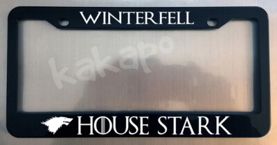 Winterfell House Stark Game Of Thrones Glossy Black License Plate Frame