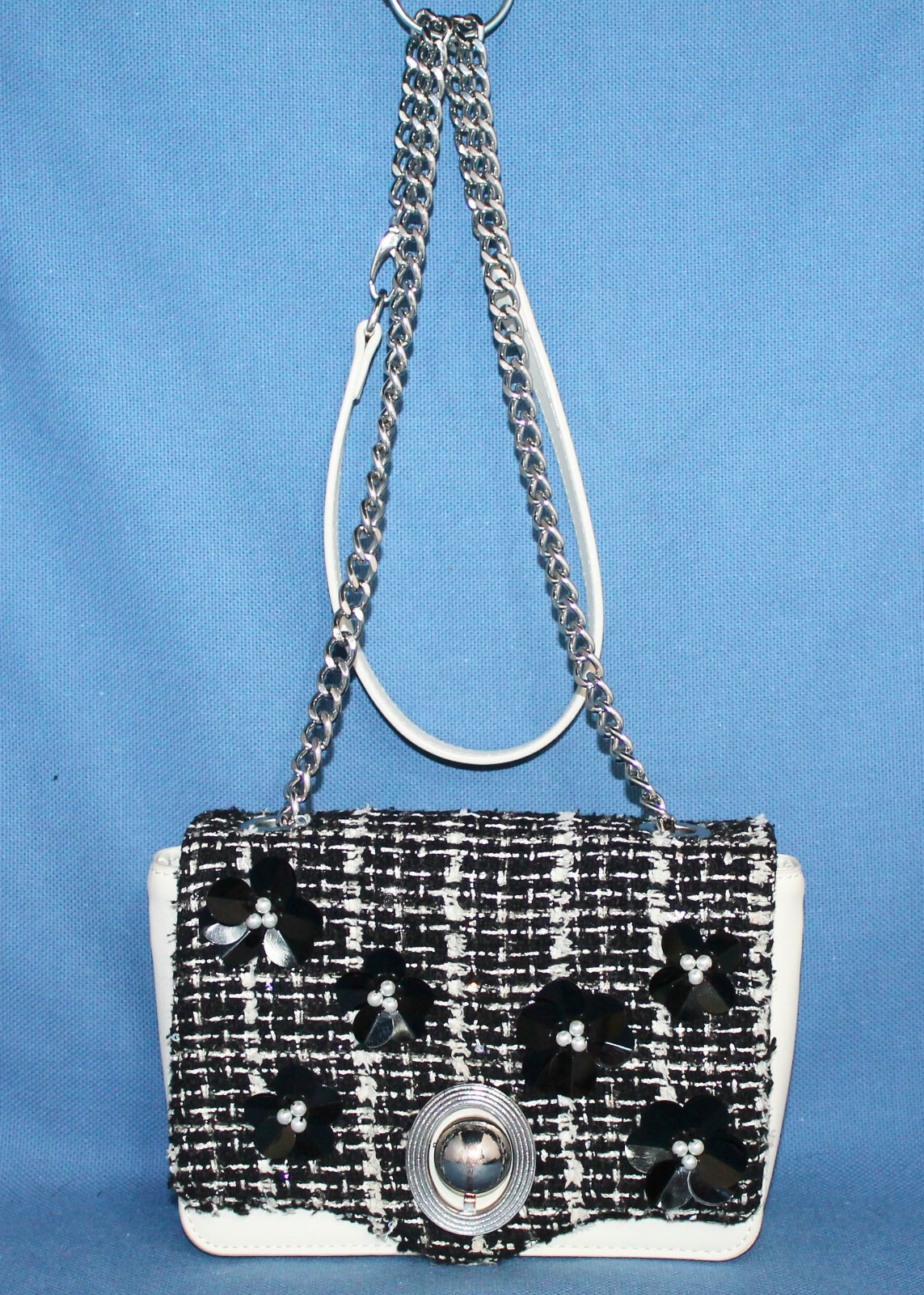 ZARA WOMAN Flap White Crossbody Bag Ivory Black Flowe… Gem