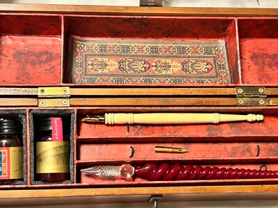Authentic Models San Marco Glass Stylus Set In Wood Box & one George F Ross tip