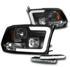 For 09-18 Dodge Ram 1500 Built-in Led Projector Black Headlight Lamp Drl Signal