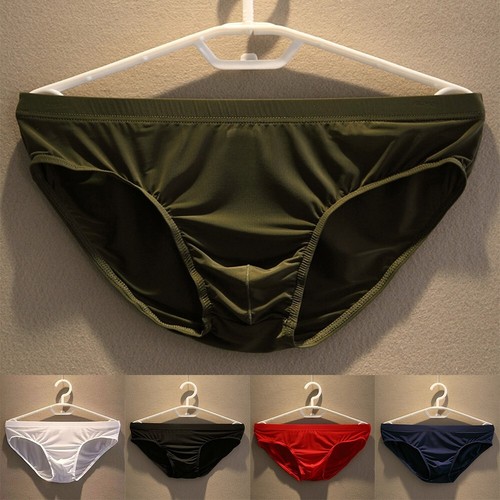 Mens Briefs Home Bikini Brief Shorts U-convex Pouch Breathable Ice Silk