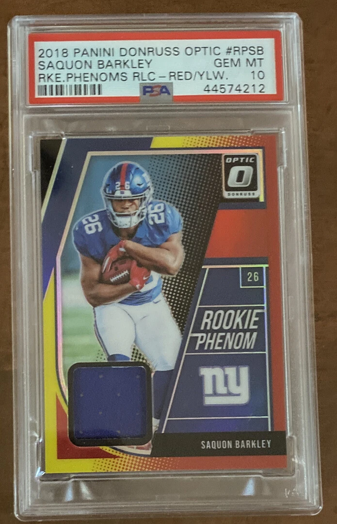 Saquon Barkley Panini Donruss Optic Rookie Phenoms Relics #RPSB Red/Yellow