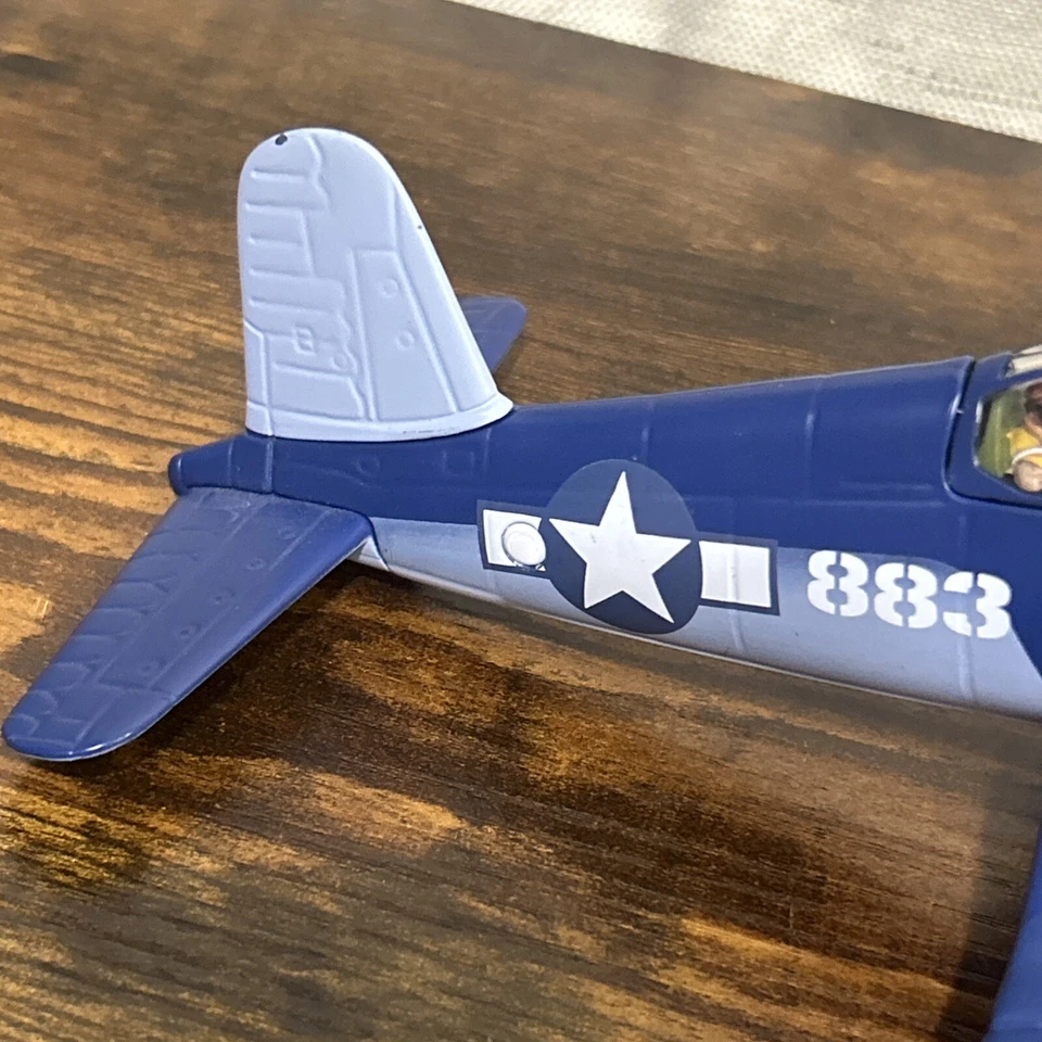 VINTAGE 2000 G.I. Joe F4U Corsair WWII Fighter Plane Blue Diecast Model SEE PICS - Image 2 of 4