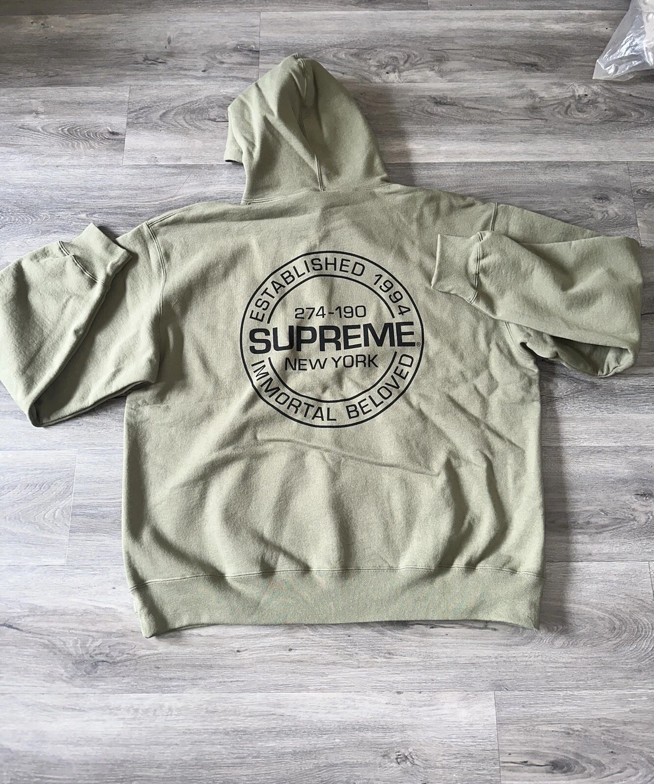 Sweat à capuche Supreme Immortal Beloved olive taille XXL