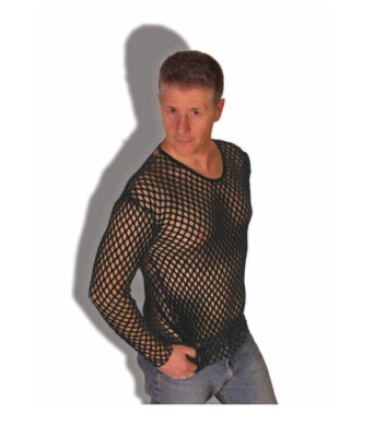 Fishnet Shirt 80's 90's Goth Costume Men Medium