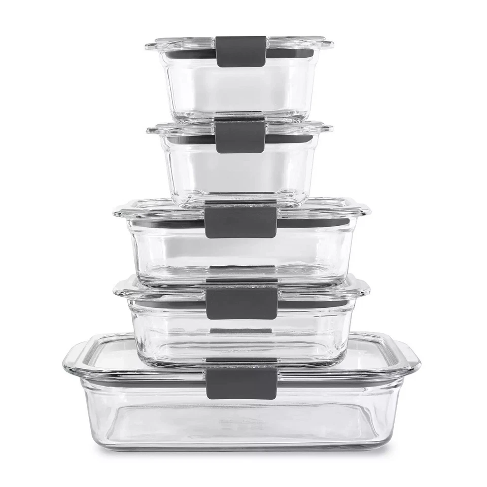 Juego de almacenamiento de alimentos de vidrio brillante Rubbermaid de 10 piezas (nuevo) - envío gratuito Foto 3 de 4