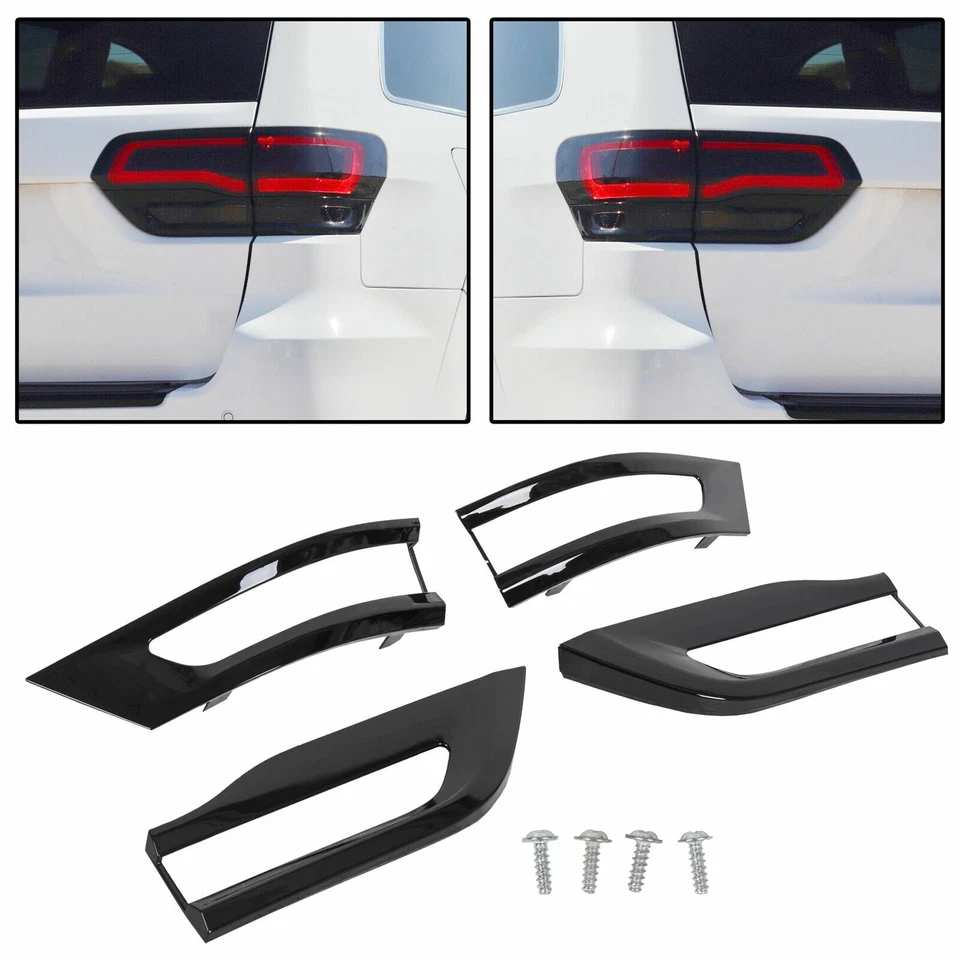 4pcs Gloss Black Tail Light Cover Trim Bezel Kit for Jeep Grand Cherokee 2014+ Foto 2 de 4