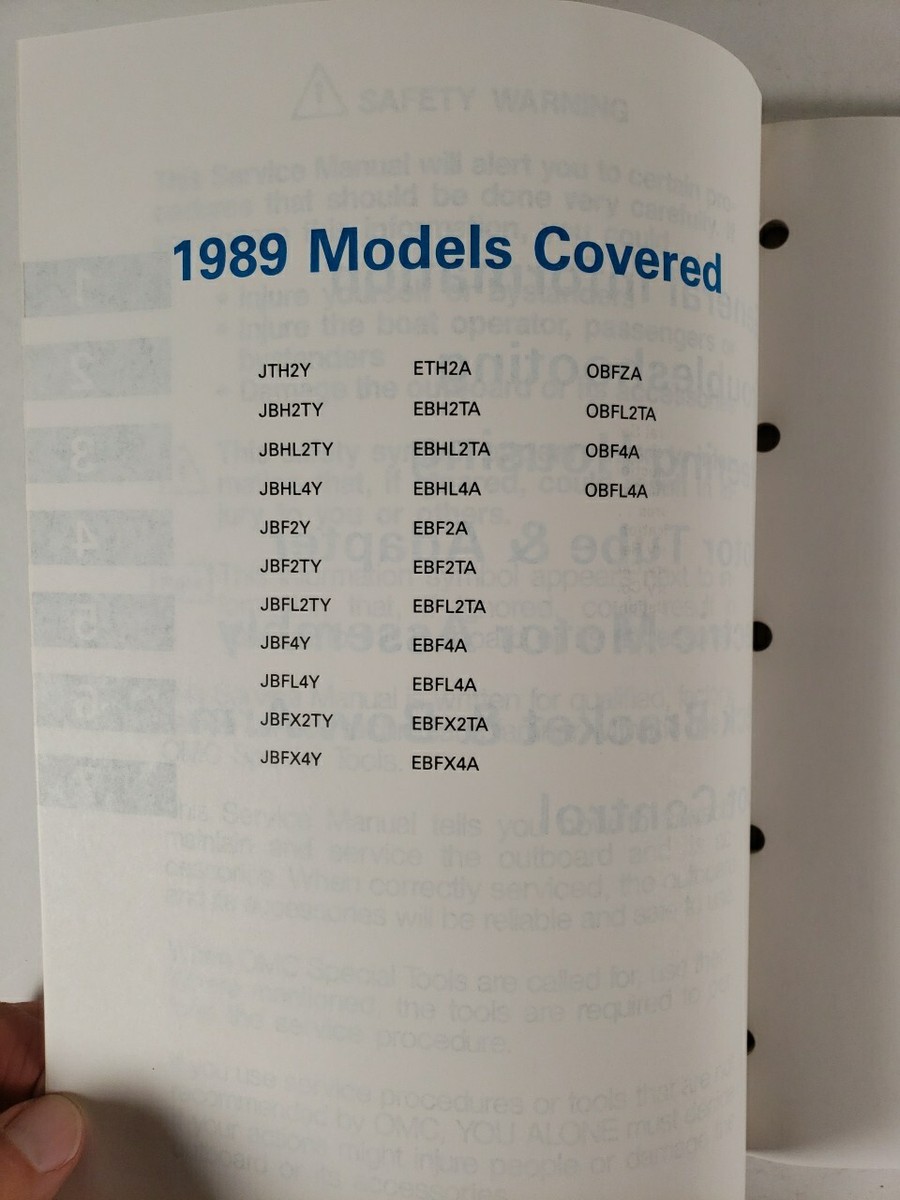 Manuel D'entretien Johnson/Evinrude 1988 - Moteurs Hors-bord électriques - OEM P/N 507752