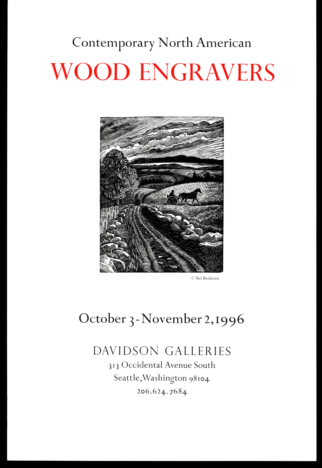 POSTER DAVIDSON GALLERIES NORTH AMERICAN WOOD ENGRAVERS SIRI BECKMAN