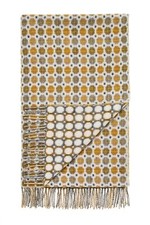 Merino Lambswool Throw Blanket Gold Geometric Reversible - Bronte by Moon Milan
