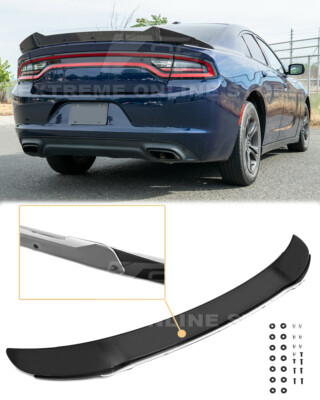 GLOSSY BLACK Rear Trunk Wickerbill Spoiler For 15-Up Charger SRT Extended Style 