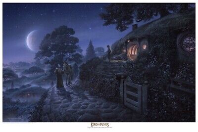 Gandalf Frodo Bag End Hobbiton Nighttime Artwork Lord of the Rings