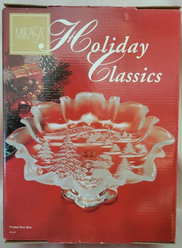 Mikasa Holiday Classics Crystal Footed Bon Bon 9" Platter