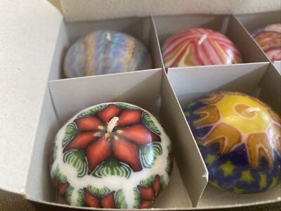 RARE Vintage Lifelines Hand Sculpted Rainbow Mosaic Candle NEW IN BOX Aromatic 