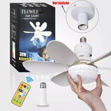 Large Ceiling Fan E27 Socket Fan 30W with Dimmable LED Light Remote Controller