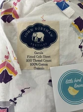 John Robshaw Fitted CRIB Sheet KITES Garula 100% Cotton Organic New Fac Fold