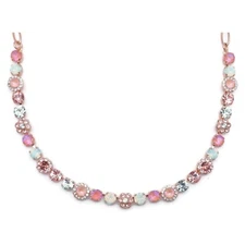 Mariana Monarch Gold Necklace in Peach & Green Crystal Flower Mosaic 1124 NWT