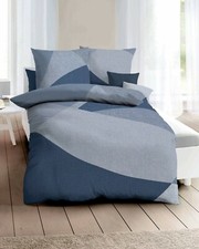 Kaeppel Feinbiber Bettwäsche Vista blau 155 x 220 cm + 1 x 80 x 80