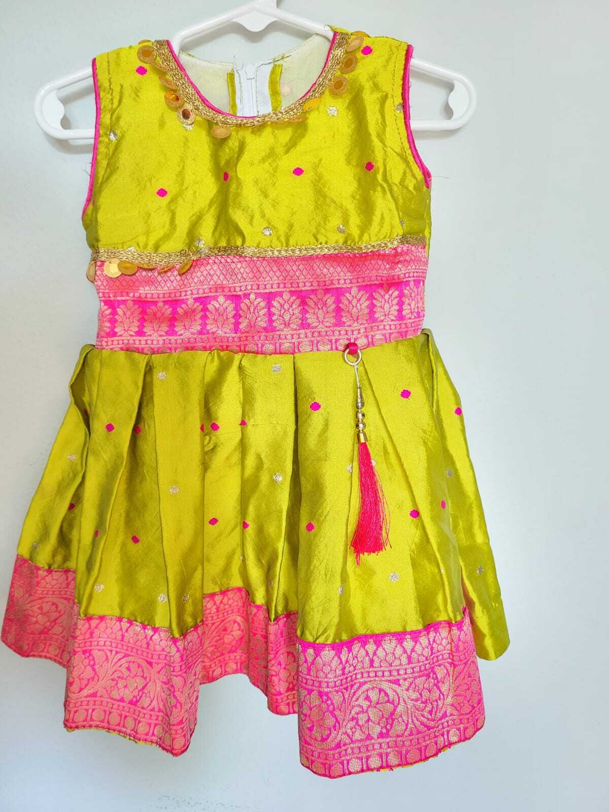 KIDS TRADITIONAL ETHINIC WEAR GIRL BABY SILK DRESS 12 YEARS GREEN, PINK eBay