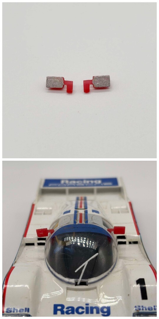 Greenhills Red with Silver Wing Mirror Pair for Scalextric Porsche 962 - New - G