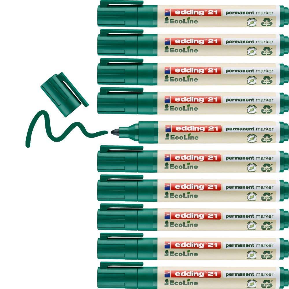 edding 21 Ecoline permanent marker - green - box of 10 - round tip 1.5-3 mm - wa