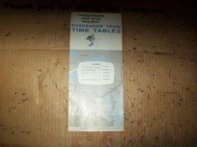1961 Vintage Chesapeake & Ohio Railway Passenger Train Time Table