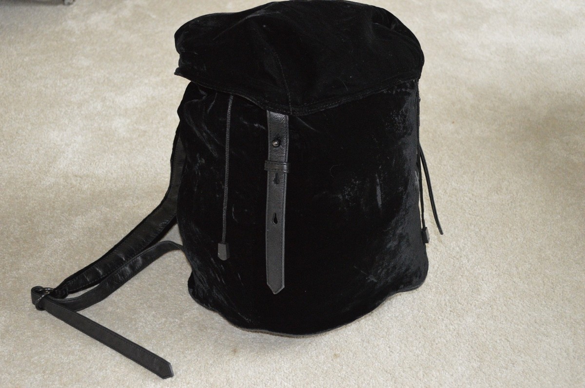 Alexander Wang Black Velvet Leather Sydney Rucksack Backpack 