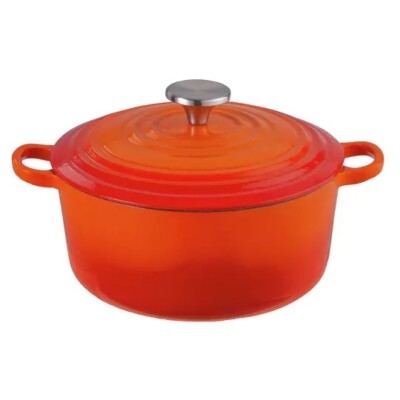 Orange Gusseisen Rund Auflaufform Pfanne Topf Induktions- und Gasfest Antihaft