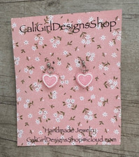 Heart Earrings Stud Post Earrings Valentine's Day Gift Pink Heart Earrings