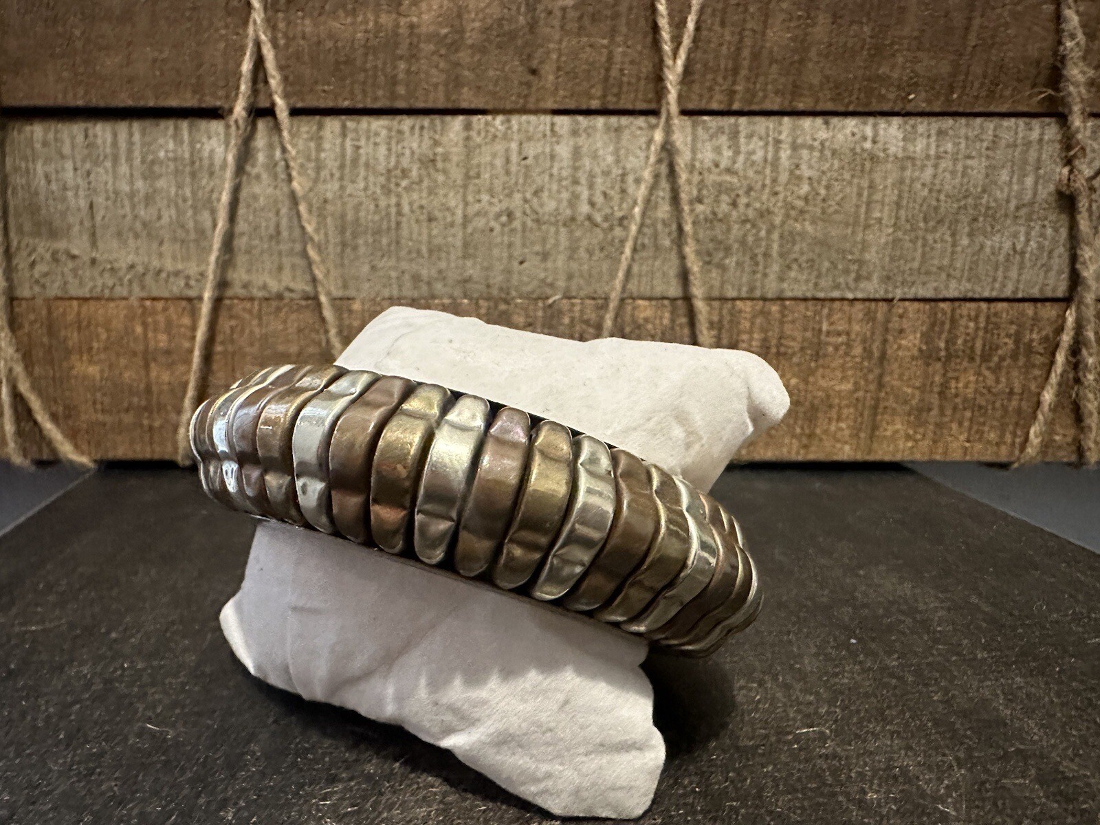 Chunky Statement Metal Bangle Bracelet Copper Sil… - image 1