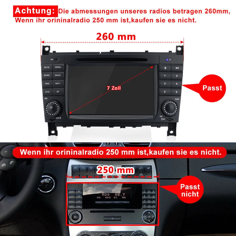 Für Mercedes C-Klasse W203 CL203 CLK C209 Autoradio Apple Carplay GPS Navi 2+32G - Bild 2 von 4