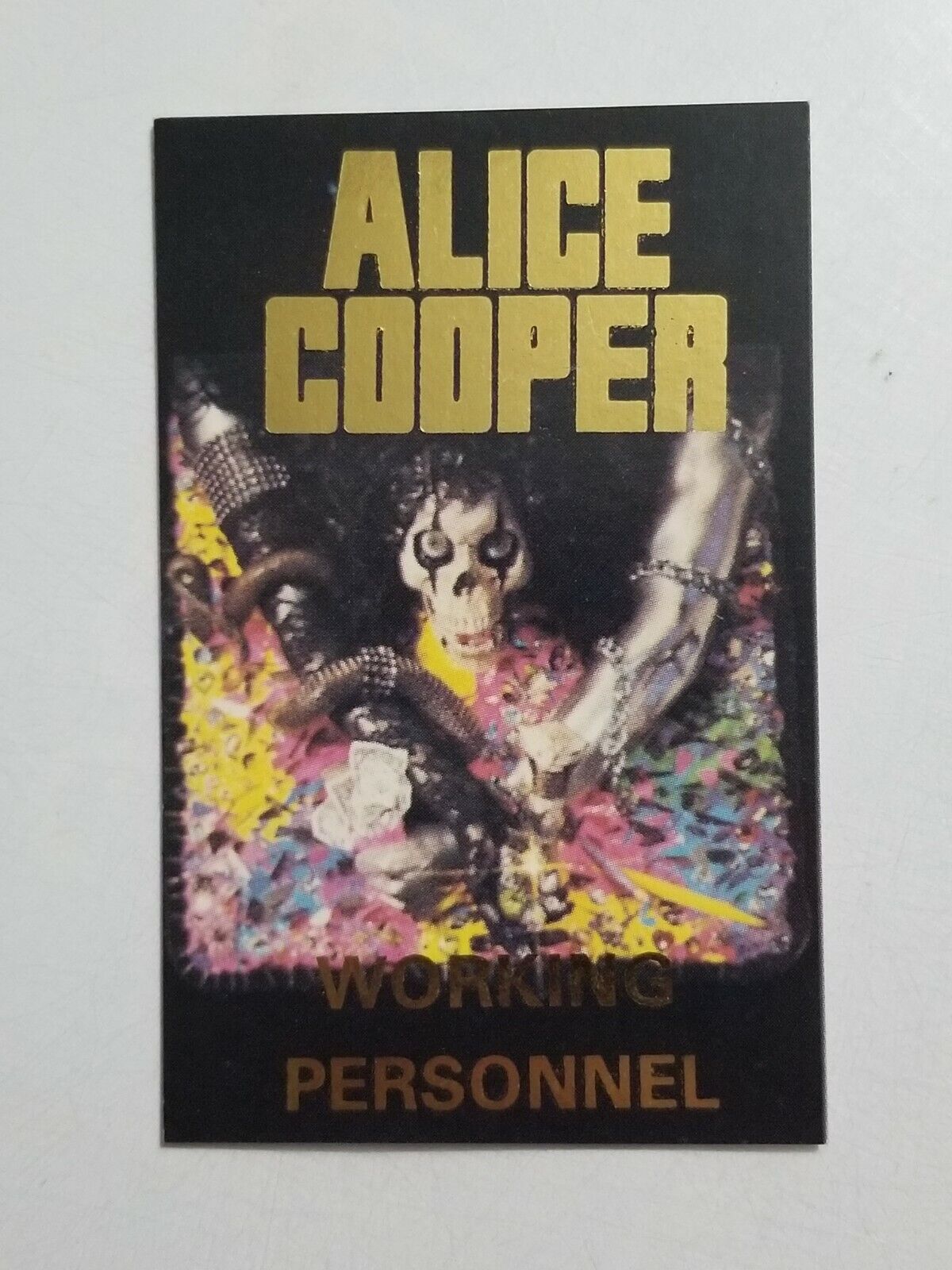 Fort Worth Mall VINTAGE ALICE COOPER WORKING PERSONNEL Bombing free shipping SKELE BACKSTAGE PASS CARD