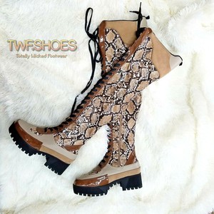 snake print boots thigh high