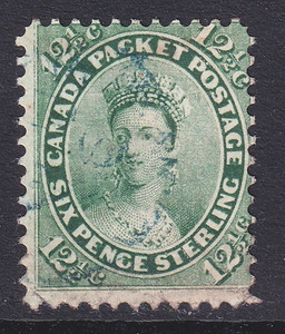 Canada sound used 1859 12.5 cent blue-green