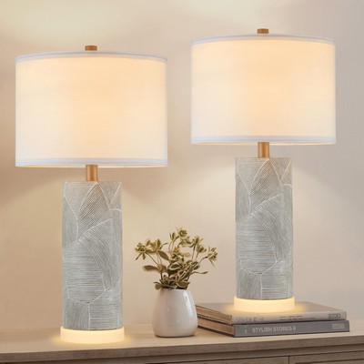 23.25'' Table Lamps for Living Room Set of 2, Distressed Gray Lamp with Lumin...