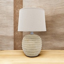 Rustic Cream Ceramic Table Lamp with Fabric Shade – Stylish Lighting for Home