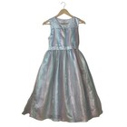 BONNIE JEAN sz 16 Dress Tulle Silver Sequins Bow Back Zip Pastel Rainbow