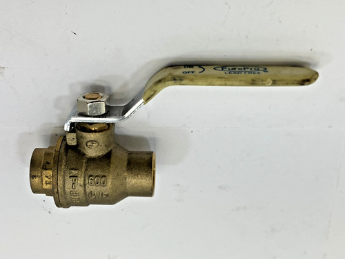 1/2 Inch 600 CWP Full Port Sweat (CXC) Brass Ball Valve ~ NOS Shop Soiled