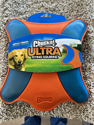 Chuckit! Ultra Flying Squirrel Floating Rubber Flying Disc Dog Toy L Orange/Blue