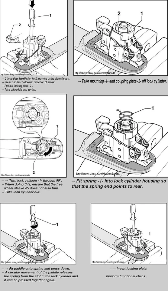 Kit de reparo de cano de bloqueio de portas dianteiras A6, A6 Quattro, RS6 e S6 ajuste 1997-2003 Audi - Imagem 3 de 3