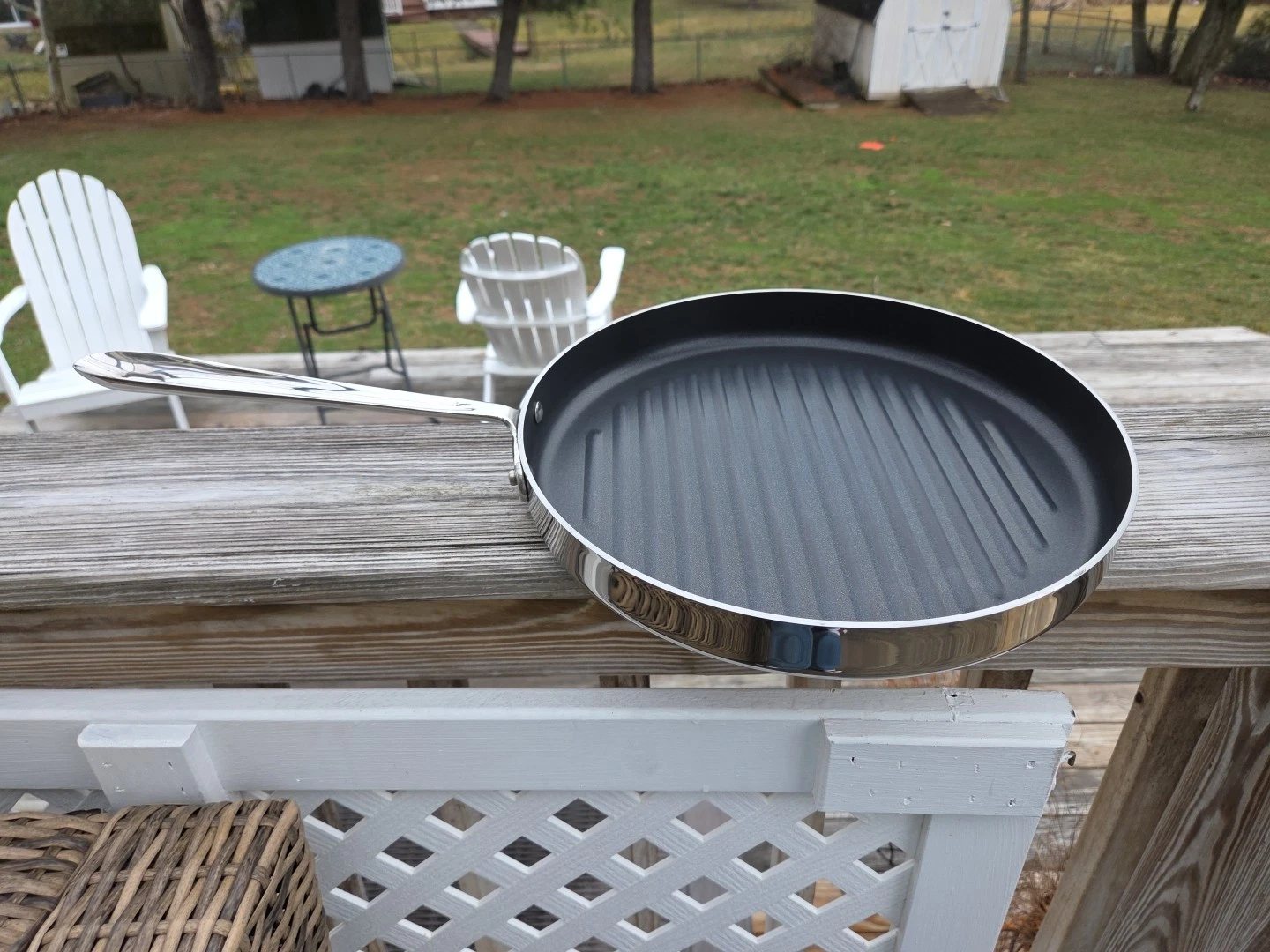 All-Clad Non-stick 12" Round Grill Panini Pan Shallow Straight Sides New