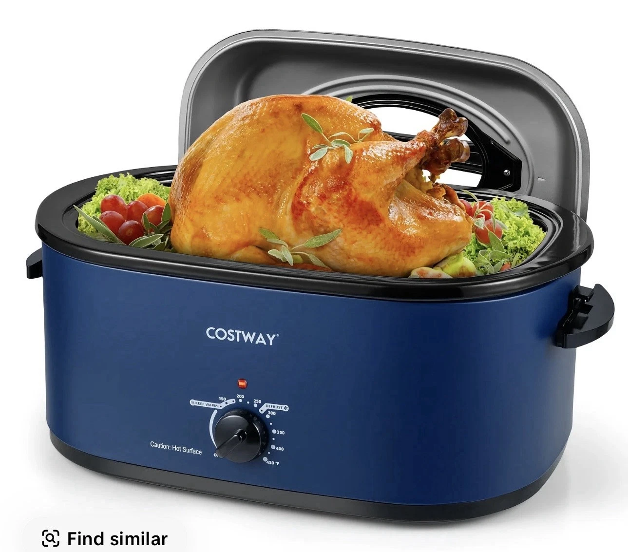 22QT Electric Roaster Oven w/ Visible & Self-Basting Lid, Removable Pan & Rack