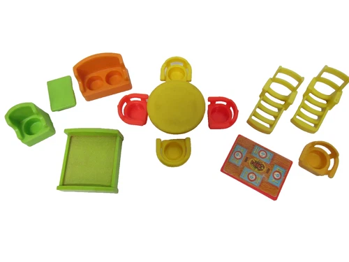 Vintage Fisher Price Little People Play House~Furniture as pictured