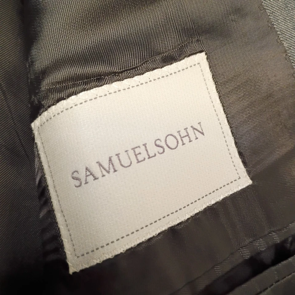 Samuelsohn 2 Pc Suit Men 40R Gray Super 110s Wool 34 x 27 Pant 2 Button Harrison - Image 4 of 4